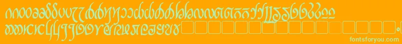 RellanicBold-Schriftart – Grüne Schriften auf orangefarbenem Hintergrund