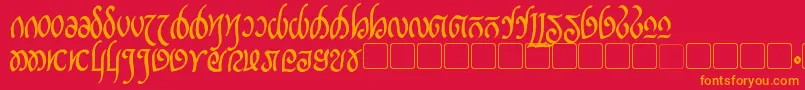 RellanicBold-Schriftart – Orangefarbene Schriften auf rotem Hintergrund