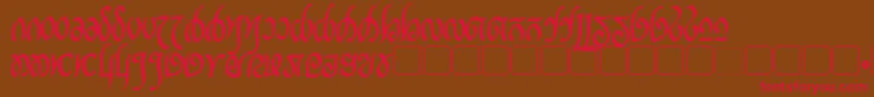 フォントRellanicBold – 赤い文字が茶色の背景にあります。