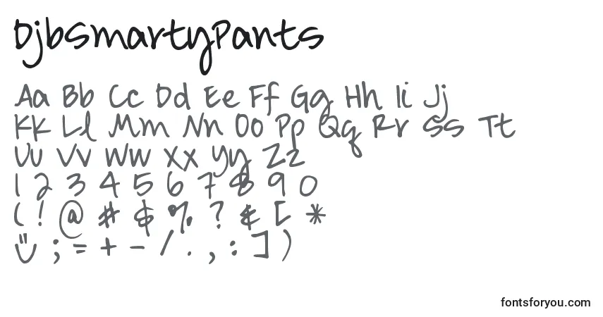 Schriftart DjbSmartyPants – Alphabet, Zahlen, spezielle Symbole