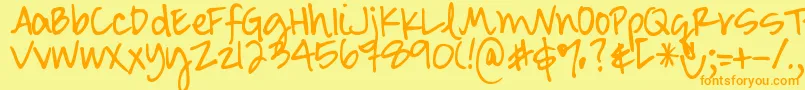 フォントDjbSmartyPants – オレンジの文字が黄色の背景にあります。