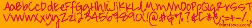 Fonte DjbSmartyPants – fontes vermelhas em um fundo laranja