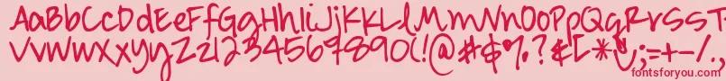 Fonte DjbSmartyPants – fontes vermelhas em um fundo rosa