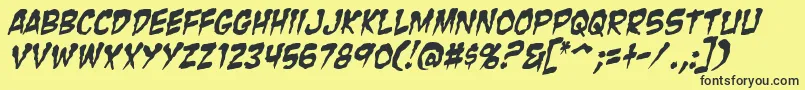 ZombieGutsItalic Font – Black Fonts on Yellow Background