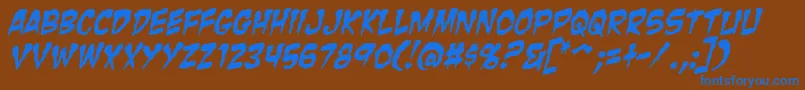 ZombieGutsItalic Font – Blue Fonts on Brown Background