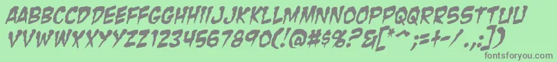 ZombieGutsItalic Font – Gray Fonts on Green Background