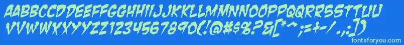 ZombieGutsItalic Font – Green Fonts on Blue Background