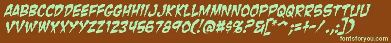 Czcionka ZombieGutsItalic – zielone czcionki na brązowym tle