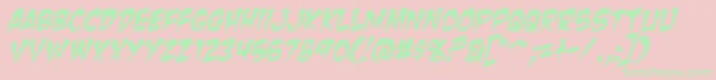 ZombieGutsItalic Font – Green Fonts on Pink Background