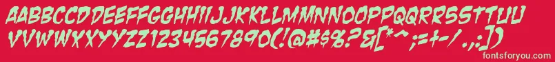 ZombieGutsItalic Font – Green Fonts on Red Background