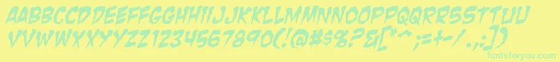 ZombieGutsItalic Font – Green Fonts on Yellow Background