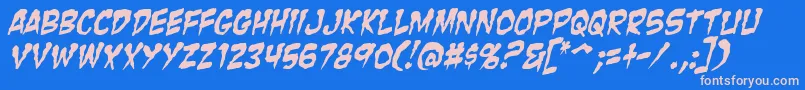 ZombieGutsItalic Font – Pink Fonts on Blue Background