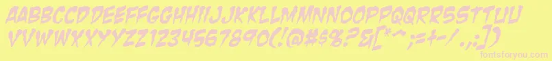 ZombieGutsItalic Font – Pink Fonts on Yellow Background