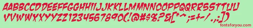 ZombieGutsItalic Font – Red Fonts on Green Background