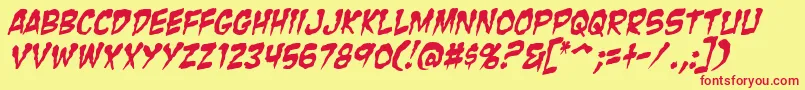 ZombieGutsItalic-Schriftart – Rote Schriften auf gelbem Hintergrund