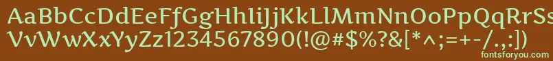 フォントArtifikaRegular – 緑色の文字が茶色の背景にあります。