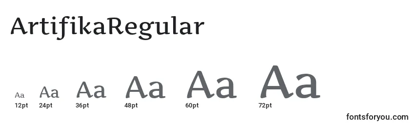 Размеры шрифта ArtifikaRegular