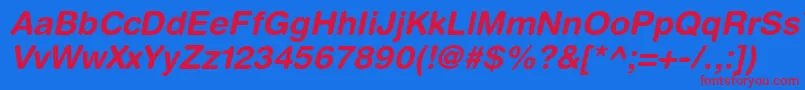 HelveticaroundedltstdBdo Font – Red Fonts on Blue Background