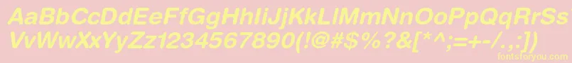 HelveticaroundedltstdBdo-Schriftart – Gelbe Schriften auf rosa Hintergrund