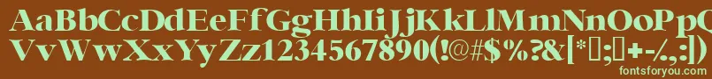 フォントIngenuessk – 緑色の文字が茶色の背景にあります。