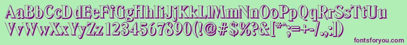 Czcionka DenvershadowXboldRegular – fioletowe czcionki na zielonym tle