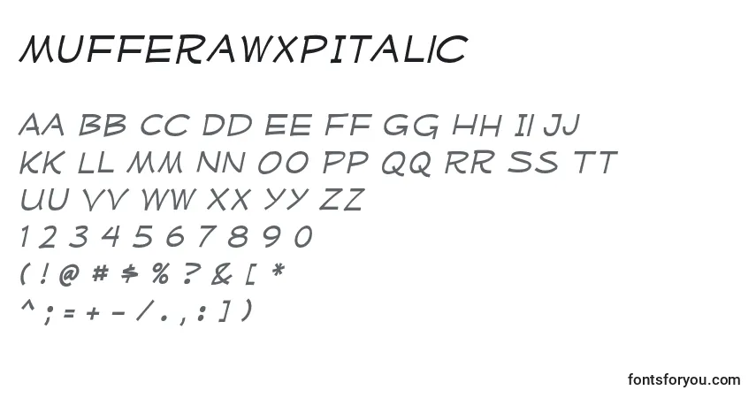 Schriftart MufferawxpItalic – Alphabet, Zahlen, spezielle Symbole