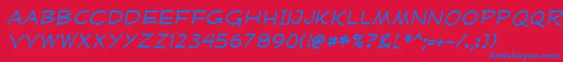 MufferawxpItalic Font – Blue Fonts on Red Background