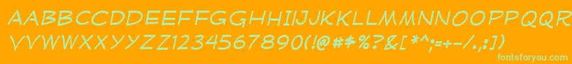 MufferawxpItalic Font – Green Fonts on Orange Background