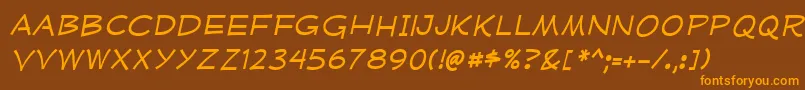 MufferawxpItalic Font – Orange Fonts on Brown Background