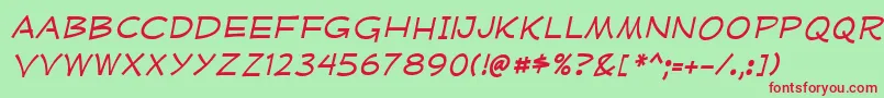 MufferawxpItalic Font – Red Fonts on Green Background