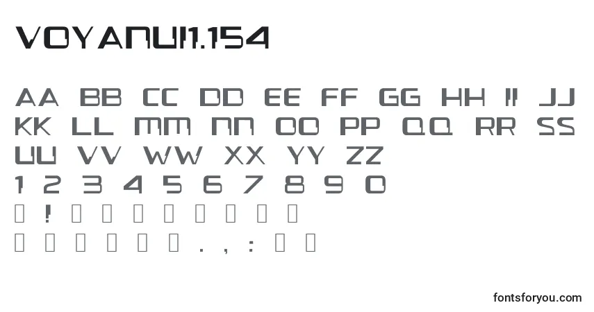A fonte Voyanui1.154 – alfabeto, números, caracteres especiais