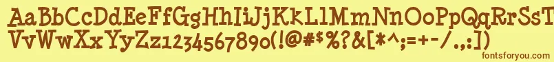 フォントMinyaNouvelleBold – 茶色の文字が黄色の背景にあります。