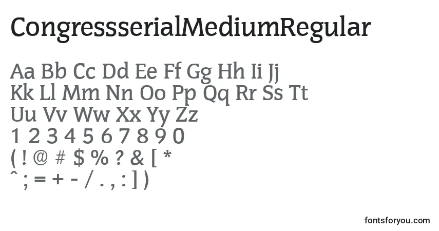 Czcionka CongressserialMediumRegular – alfabet, cyfry, specjalne znaki