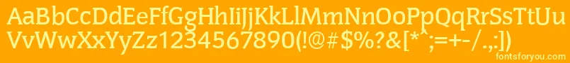 Weitere Informationen zur CongressserialMediumRegular-Schriftart CongressserialMediumRegular-Schriftart – Gelbe Schriften auf orangefarbenem Hintergrund