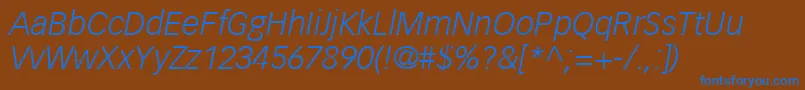 VectoraLt46LightItalic Font – Blue Fonts on Brown Background