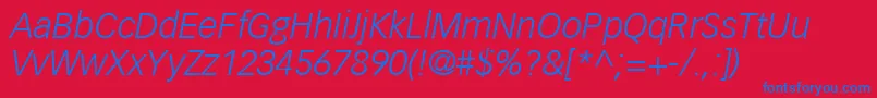 VectoraLt46LightItalic Font – Blue Fonts on Red Background