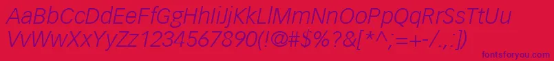 VectoraLt46LightItalic Font – Purple Fonts on Red Background