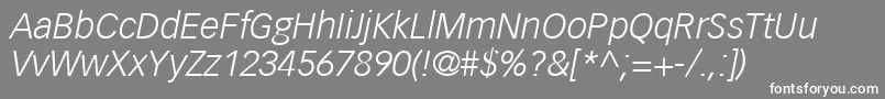 VectoraLt46LightItalic Font – White Fonts on Gray Background