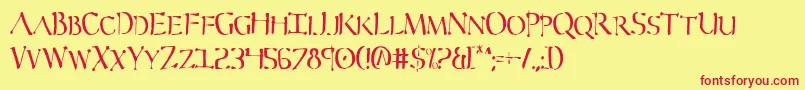 フォントSeverCondensed – 赤い文字の黄色い背景