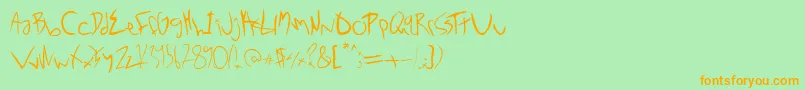 Noxwayフォントについての詳細 フォントNoxway – オレンジの文字が緑の背景にあります。