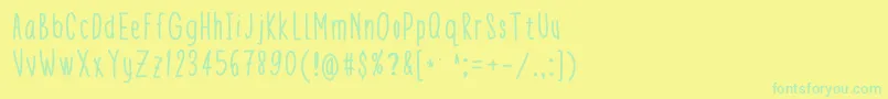Weitere Informationen zur Theeny-Schriftart Theeny-Schriftart – Grüne Schriften auf gelbem Hintergrund