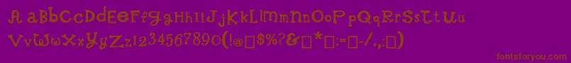 WhimsicalWilma-Schriftart – Braune Schriften auf violettem Hintergrund