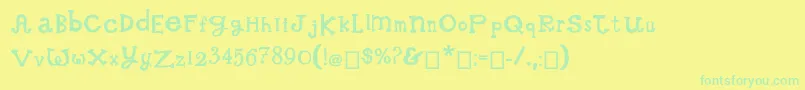 WhimsicalWilma Font – Green Fonts on Yellow Background