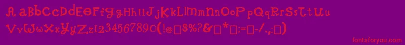 WhimsicalWilma-Schriftart – Rote Schriften auf violettem Hintergrund