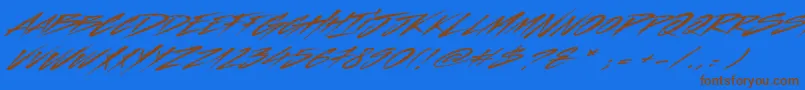 フォントIndelible – 茶色の文字が青い背景にあります。