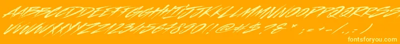 Indelible-Schriftart – Gelbe Schriften auf orangefarbenem Hintergrund