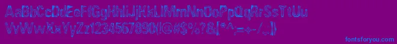 フォントAngia – 紫色の背景に青い文字