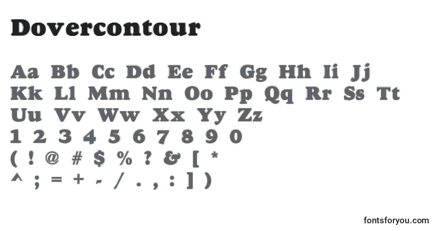 A fonte Dovercontour – alfabeto, números, caracteres especiais