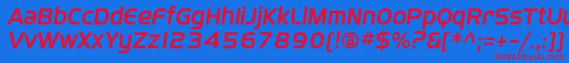 フォントSffourcheitalic – 赤い文字の青い背景