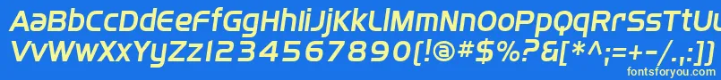 フォントSffourcheitalic – 黄色の文字、青い背景